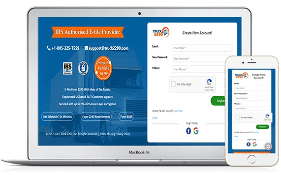 File your 2290 truck tax online from laptop or mobile devices
