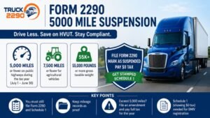 Form 2290 5000 Mile Suspension: How Low-Mileage Vehicles Can Qualify for HVUT Suspension 1 IRS Form 2290 5000 Mile Suspension Rules for 2026